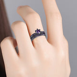 Stackable Rings for Women - Zirconia Gemstone Rhinestone Studded Promise Rings Jewelry Gifts Size 5-12, Purple