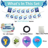 Ocean theme birthday party decorations , ocean party decorations Set includes ocean happy birthday banner ,ocean cake topper, ocean balloons, under the sea birthday decorations for ocean birthday party decorations