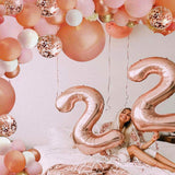 Rose Gold Balloon Garland Arch Kit, 152 Pieces Rose Gold Pink White and Gold Confetti Latex Balloons for Baby Shower Wedding Birthday Graduation Anniversary Bachelorette Party Background Decorations