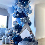 168pcs DIY Balloons Garland with Night Blue Macaron Blue Metallic Sliver Grey Balloon Arch Garland For Jungle Safari Theme Party Woodland , Weddings , Birthday Parties , Baby shower Party Decorations