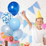 Royal Blue Confetti Latex Balloons, 50pcs 12 inch Light Blue Baby Blue and White Party Balloons for Birthday Wedding Party Decoration
