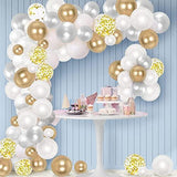 Bulk Package 130 PCS Blue Balloon Garland Arch Kit White Gold Confetti Balloons Latex Balloons Set for Wedding Birthday Balloons Baby Shower Decorations