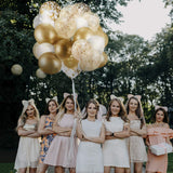 60 PCS Gold Balloons + Gold Confetti Balloons w/Ribbon | Balloons Gold | Gold Balloon | Gold Latex Balloons | Golden Balloons | White and Gold Balloons 12 inch | Clear Balloons with Gold Confetti |