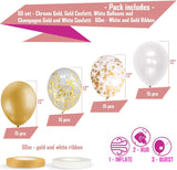 60 PCS Gold Balloons + Gold Confetti Balloons w/Ribbon | Balloons Gold | Gold Balloon | Gold Latex Balloons | Golden Balloons | White and Gold Balloons 12 inch | Clear Balloons with Gold Confetti |