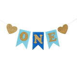 Baby 1st Birthday Banner Flag Monthly ONE Year Bunting Garland Baby Shower Boy Girl First Happy Birthday Party Decorations Kids