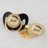 MIYOCAR Personalized any name can make gold bling pacifier and pacifier clip BPA free dummy bling unique design P8