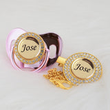 MIYOCAR Personalized any name can make gold bling pacifier and pacifier clip BPA free dummy bling unique design P8