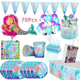 Little Mermaid Party Decor Mermaid Birthday Party Disposable Tableware Kit Under the Sea Girl First Birthday Party Supply