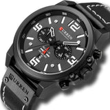 Cifeeo Mens Watches Top Luxury Brand Waterproof Sport Wrist Watch Chronograph Quartz Military Genuine Leather Relogio Masculino