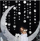 4m Mirror Paper Star Round Garland Flash Banner Happy Birthday Decoration Adult Boy Girl Baby Shower Curtain Decor  Wedding DIY1119
