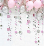 4m Mirror Paper Star Round Garland Flash Banner Happy Birthday Decoration Adult Boy Girl Baby Shower Curtain Decor  Wedding DIY