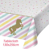 Unicorn Birthday Party Decoration Disposable Plates Tablecloth First Birthday Girl Party Baby Shower Unicornio Party Supplies