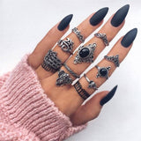 4Pcs/Set Gold Color Evil Eye Rings For Women Vintage Boho Crystal Knuckle Ring Set Female Party Jewelry Gift1111