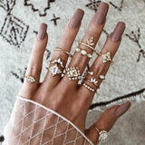 4Pcs/Set Gold Color Evil Eye Rings For Women Vintage Boho Crystal Knuckle Ring Set Female Party Jewelry Gift1111