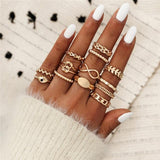 4Pcs/Set Gold Color Evil Eye Rings For Women Vintage Boho Crystal Knuckle Ring Set Female Party Jewelry Gift1111