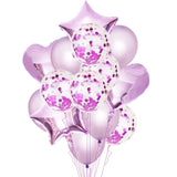14Pcs/set Heart Star Foil Balloon Confetti Latex Balloons Wedding Party Decoration Kid Children Girl Boy Birthday Globos ballons