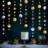 Eid Mubarak Decoration 4M Gold Silver Star Moon Shape Paper Garlands Wedding Birthday Event Party DIY Decorations Ramadan Kareem