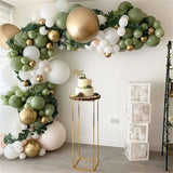 152Pcs Avocado Green Balloons Garland Arch Kit Retro Green Chorme Gold Latex Globos Birthday Valentine Wedding Party Decors