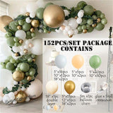 152Pcs Avocado Green Balloons Garland Arch Kit Retro Green Chorme Gold Latex Globos Birthday Valentine Wedding Party Decors