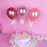 22pcs Rose Gold Cake Toppers DIY Confetti Balloon Cake Decor Star Cupcake Decor Adult Birthday Dec Happy Birthday Decor Kid Girl