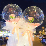 Diy Led Light with Rose Balloons Birthday Mother's Day Gift wedding Decoration Clear Balls Led Luminous Balloon Rose Bouquet