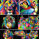 DIY 5D  Painting Animal Lion Cat Cross Stitch Kit Full Drill Embroidery Mosaic Art Picture of Rhinestones Home Decor Gift