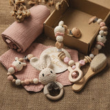 1Set Bath Toys Set Kid Swaddle Wrap Baby Milestones Brush Rattle Bracelet Bibs Photography Supplies Birth Gift Product