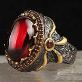 Classic Men Gold Color Dragon Ring Jewelry Fashion Punk Style Red Crystal Stainless Steel Rings for Male Party Best Gift